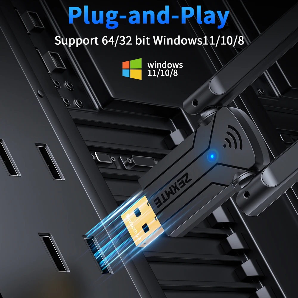 Electop 180M Bluetooth 5.4 어댑터 무료 드라이버 Windows 11/10/8.1 마우스 키보드 오디오 수신 용 USB Bluetooth 동글 Adaptador