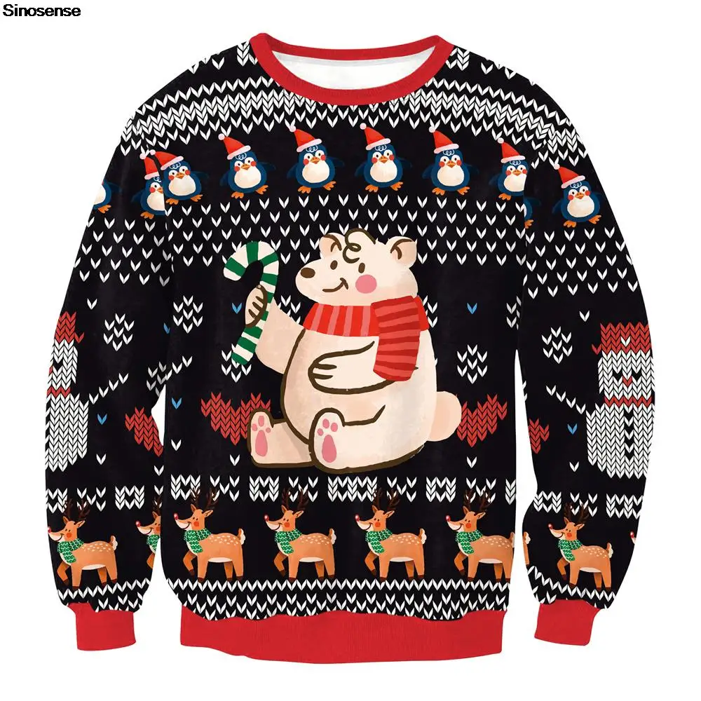 

Men Women Reindeer Ugly Christmas Sweater Unisex Pullover Tacky Xmas Sweatshirt 3D Funny Printed Holiday Party Jumper Tops