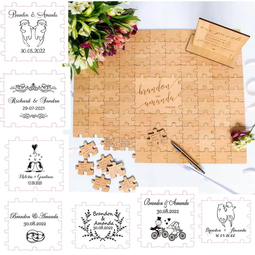 Puzzle Guest Book,Wedding Guest Book Alternative, Rustic Wedding Decor, Alternative Wood Wedding Guestbook Sign, B