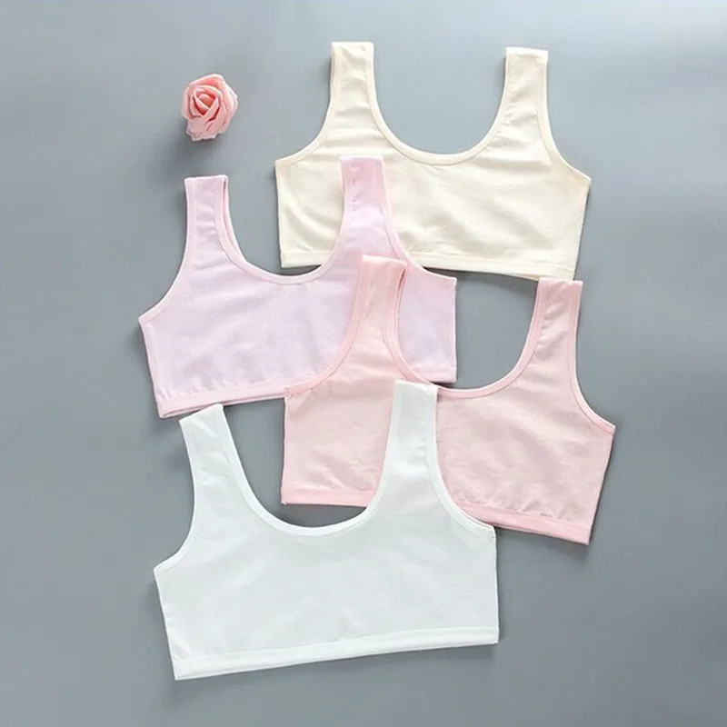 2pc/lot Cotton Kids Bras Wireless Puberty Girls Bra Breathable Training Bras  Girls Underwear Children