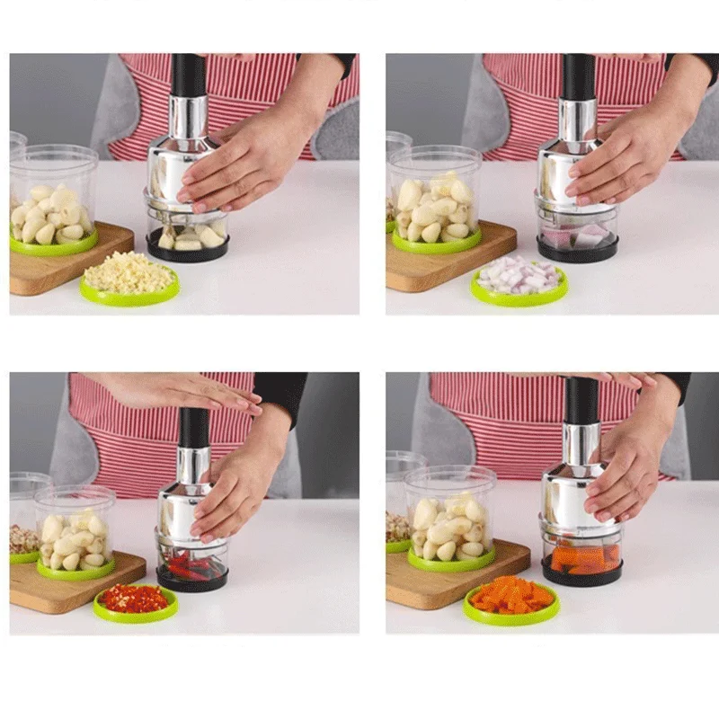Description Picture 5 of itemMultifunctional stainless steel manual onion chopper food crusher garlic press room cutter meat grinder kitchen vegetable tools