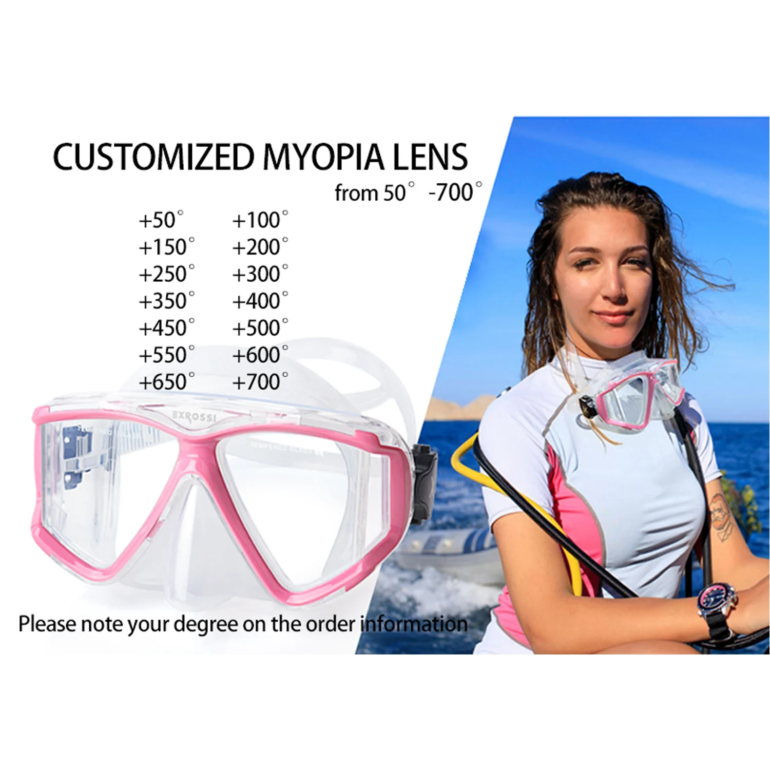 Lens Scuba Diving Adult Snorkeling Diving Mask Freediving mask Myopia Anti fog Goggles Adults