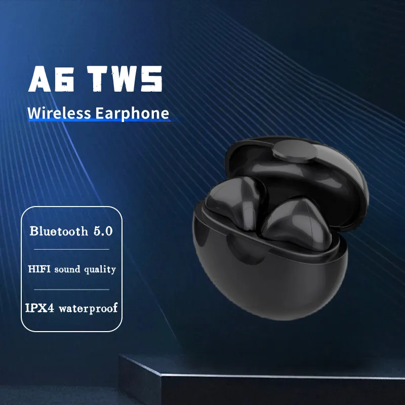 Pro A6 True Wireless Headphones Con Microfono Fone Auricolari Bluetooth Sport Running Headset Per Apple Iphone Xiaomi A6 Tws Earbuds