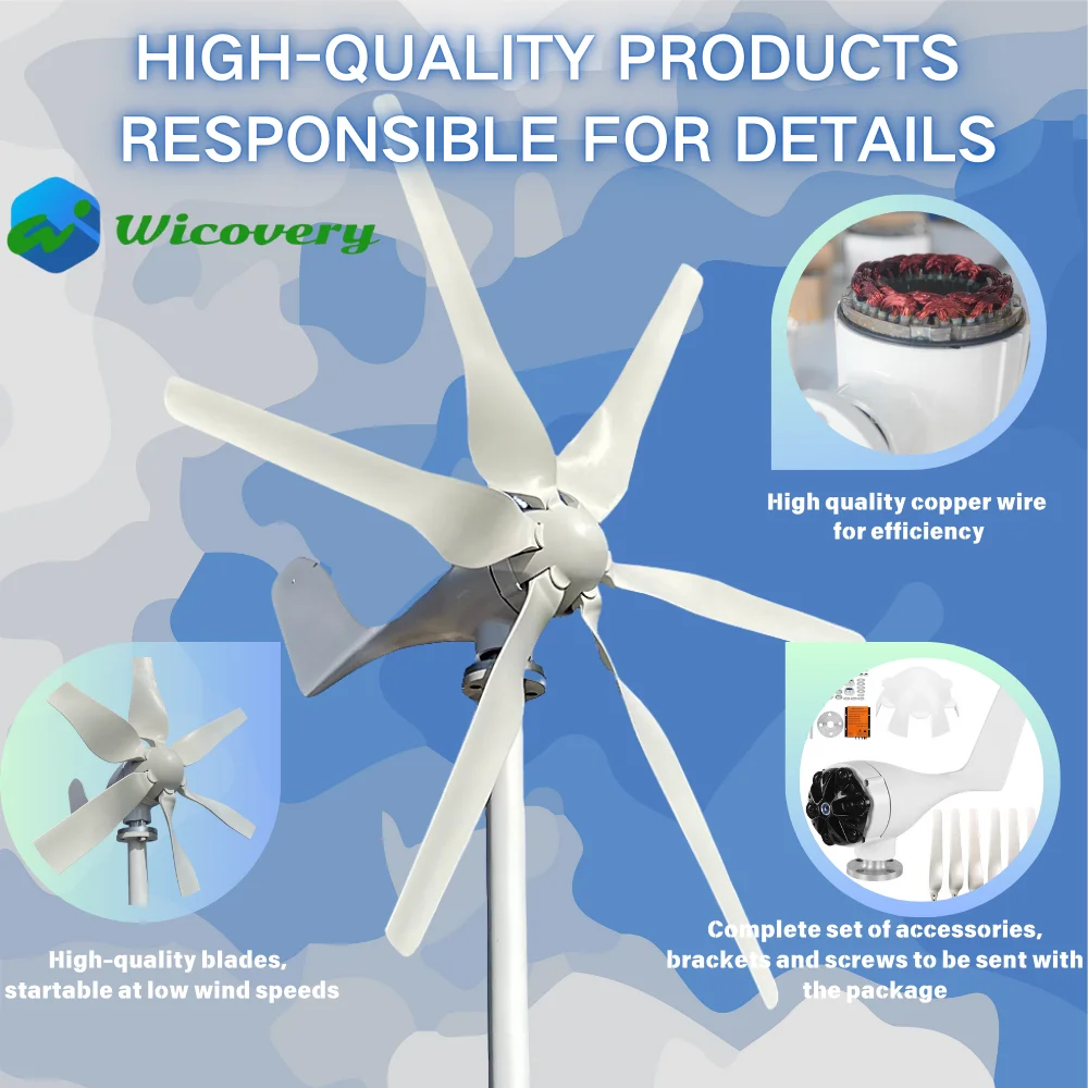 10KW 8KW 8000W Wind Turbine Gennerator 12V 24V Windmill 6 Blades Low Speed LED Indicate Light With Free Charge Controller