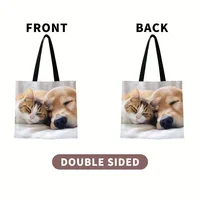 Custom Photo Tote Bag Personalized Reusable Grocery Shopping Shoulder Bag with Foldable Design Polyester Storage Pouch 4