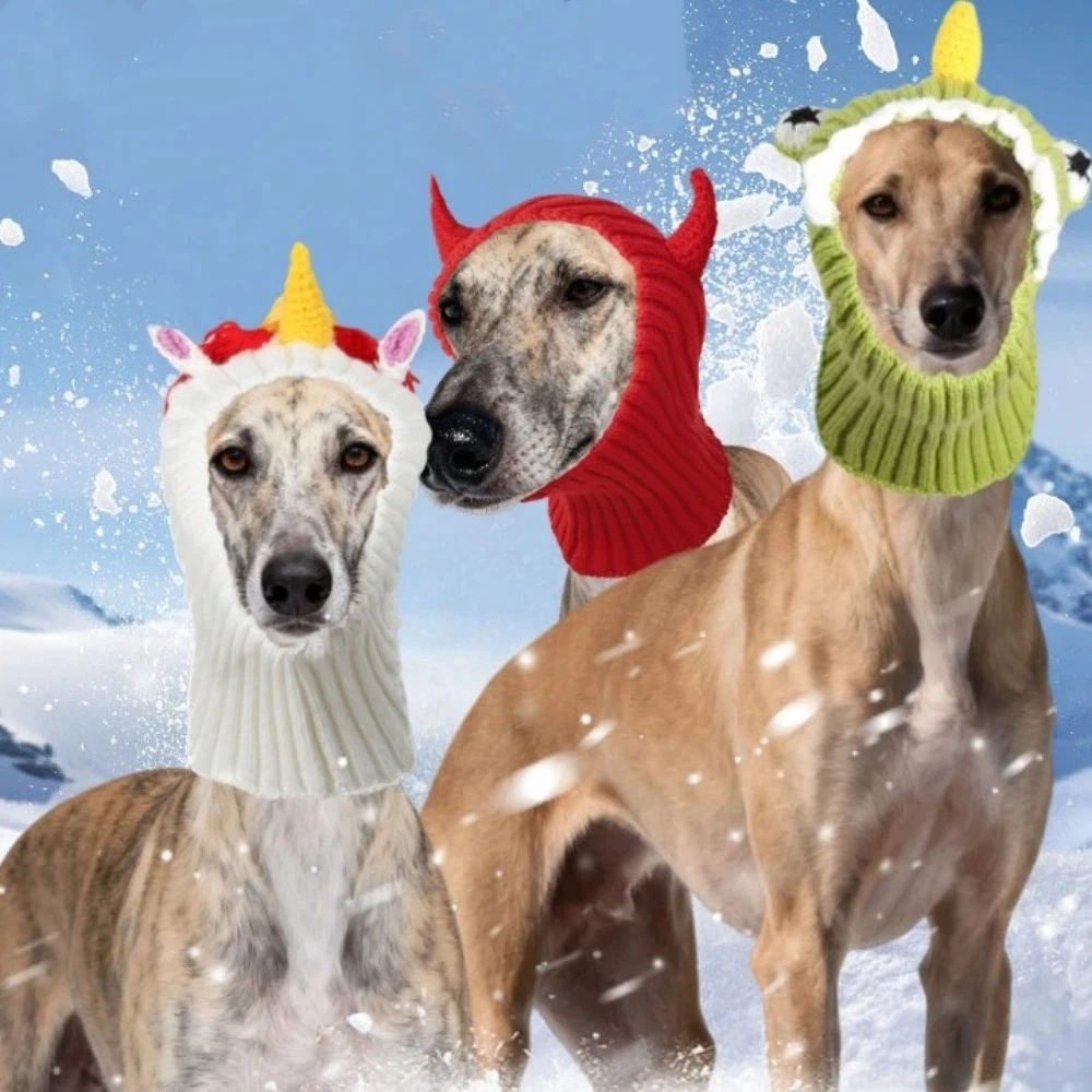 Cute Warm Dog Head Cover Soft Cartoon Pet Knitted Hat Comfortable Fashion Dog Decorative Hat For Dogs