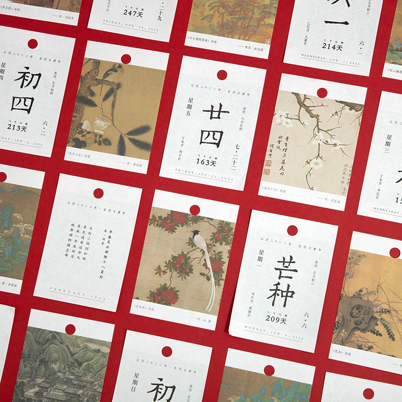 Mini Chinese Style Desk Calendar 365 Days Traditional Desk Calendar Office School Supplies Desk Calender Office Supplies