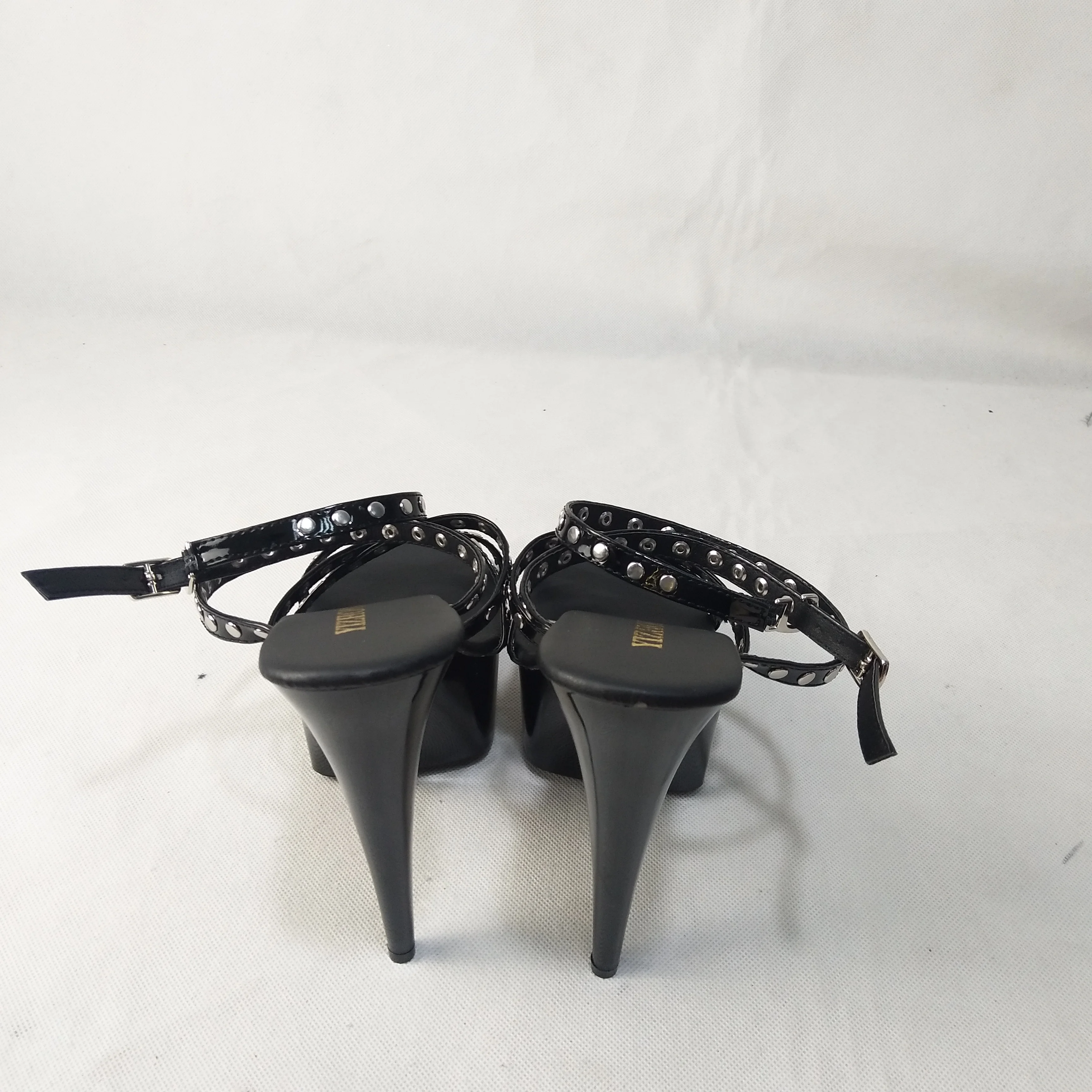 New fashion black riveted 15cm heels, model pole dancing/banquet runway wedding dance shoes