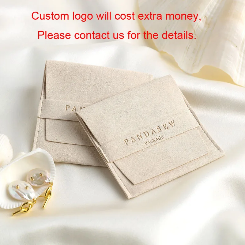 20pcs/lot Fold Envelope Bags Double-sided Microfiber Velvet Jewelry Pouches Earrings Necklaces Drawstring Bag Customize Logo