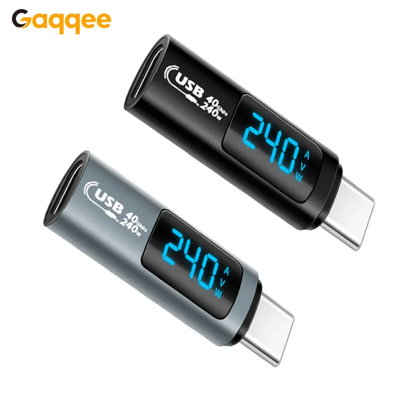 미니 USB4.0 LED 디지털 전압 테스터 전류 전력계 PD240W 고속 충전 어댑터(타입 C 인터페이스 5A DC 0-36V 포함)