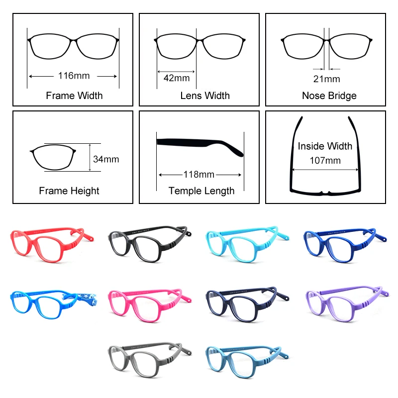 Ralferty Optic Glasses Frame Kids Child Unbreakable TR90 Silica gel Eyeglasses With Lanyard Myopia Glasses Spectacle Frames K304 eyewear frames eyeglasses frames
