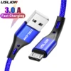 USLION 3A مايكرو USB كابل شحن سريع لسامسونج شاومي هواوي Realme ممن لهم أندرويد الهاتف المحمول USB بيانات سلك الحبل 0.5/1/2/3m