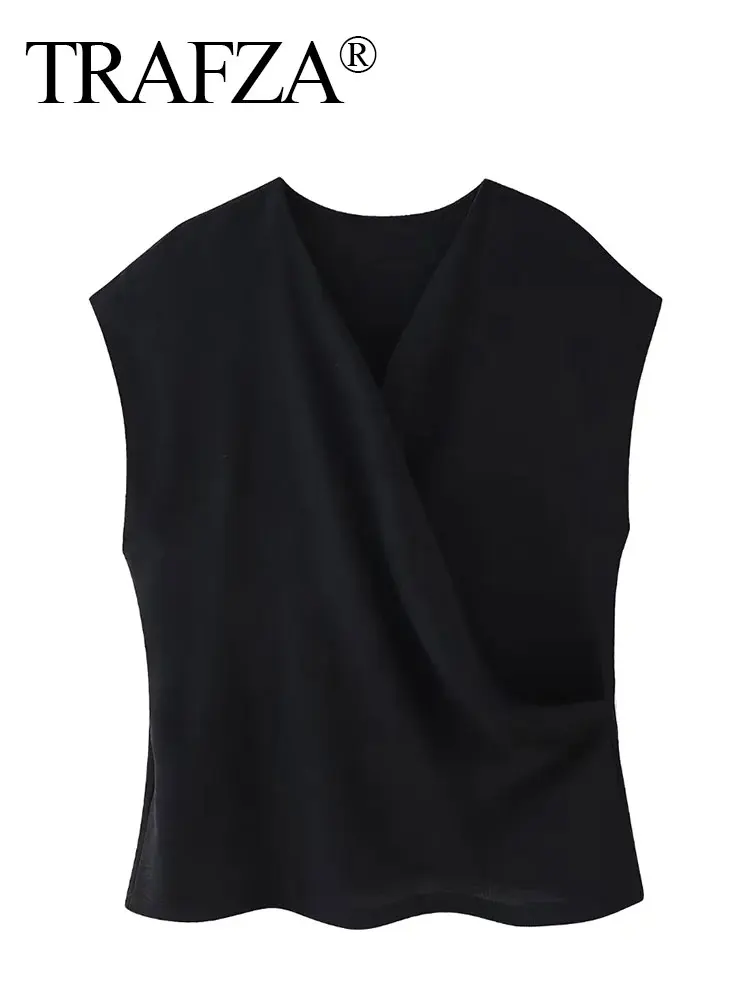 HH Women Vintage Solid Tank Tops Casual Loose Sleeveless Shirt V Neck Blouse Y2k Female Summer Fashion Chic Top Vest