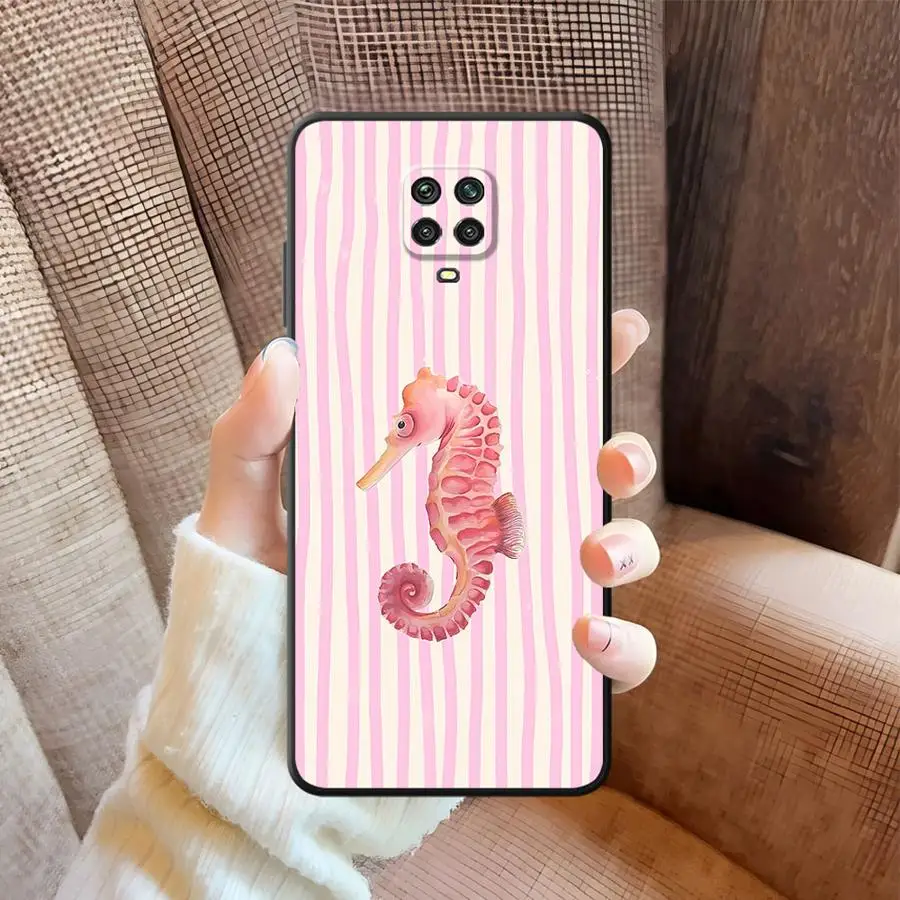 Black Soft Phone Cover with Ocean Life Theme Stripes