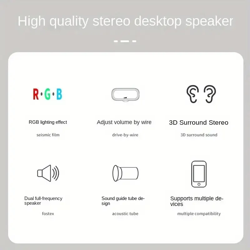 Computer Speaker Altavoces Para Ordenador Caja De Sonido PC Microfono Estereo HIFl USB Concable Con Luz LED Ordenador De Escritori