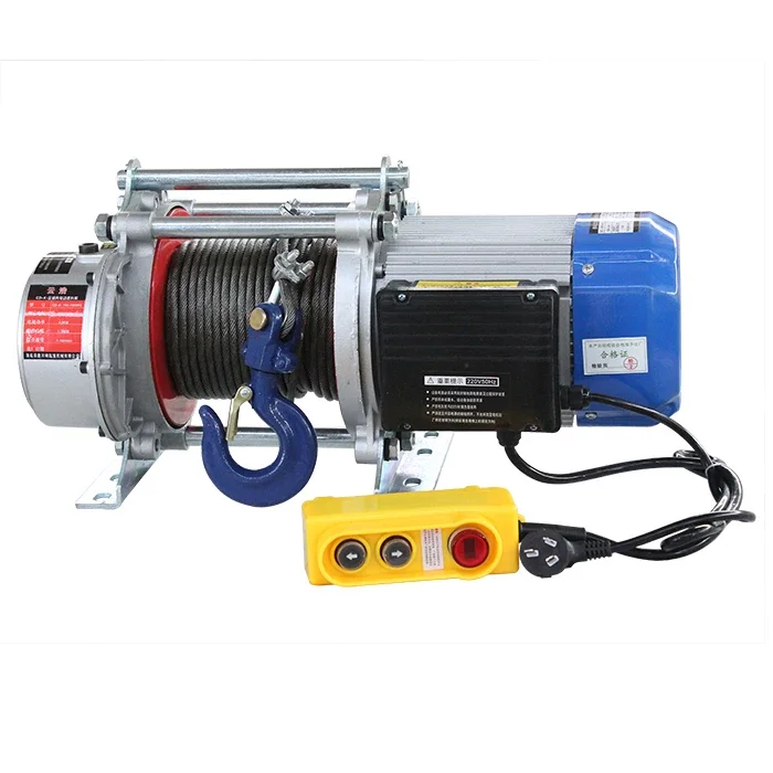 Promotion Low Noise Aluminum Shell Electric Winch 110V 220V 380V 440V 500kg 1500kg 1.5 2 Ton Wire Rope Mini Lift