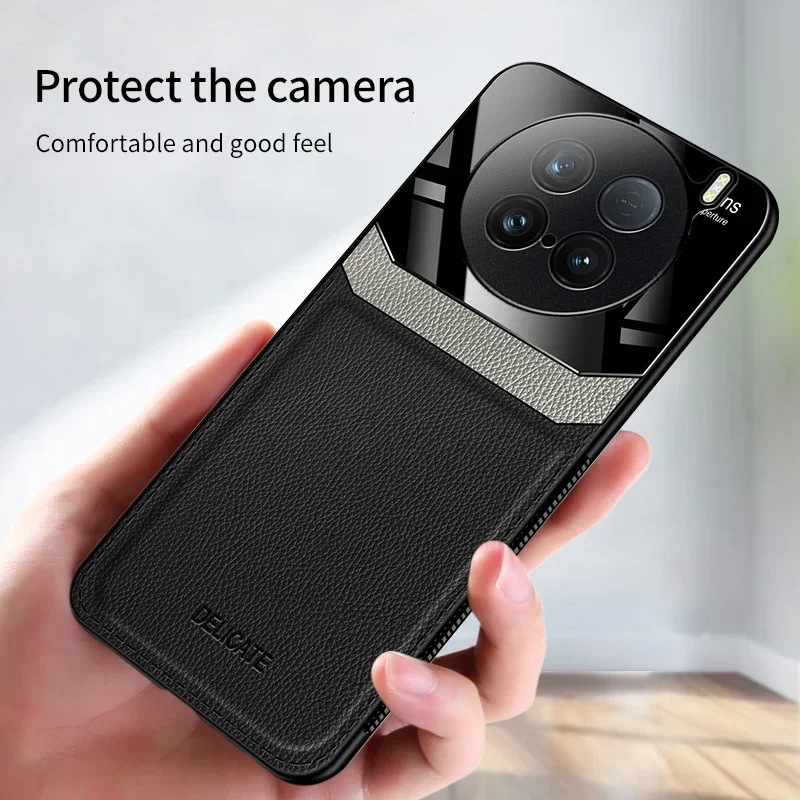 Luxurious Leather Phone Case with Camera Protection and Shockproof Cover