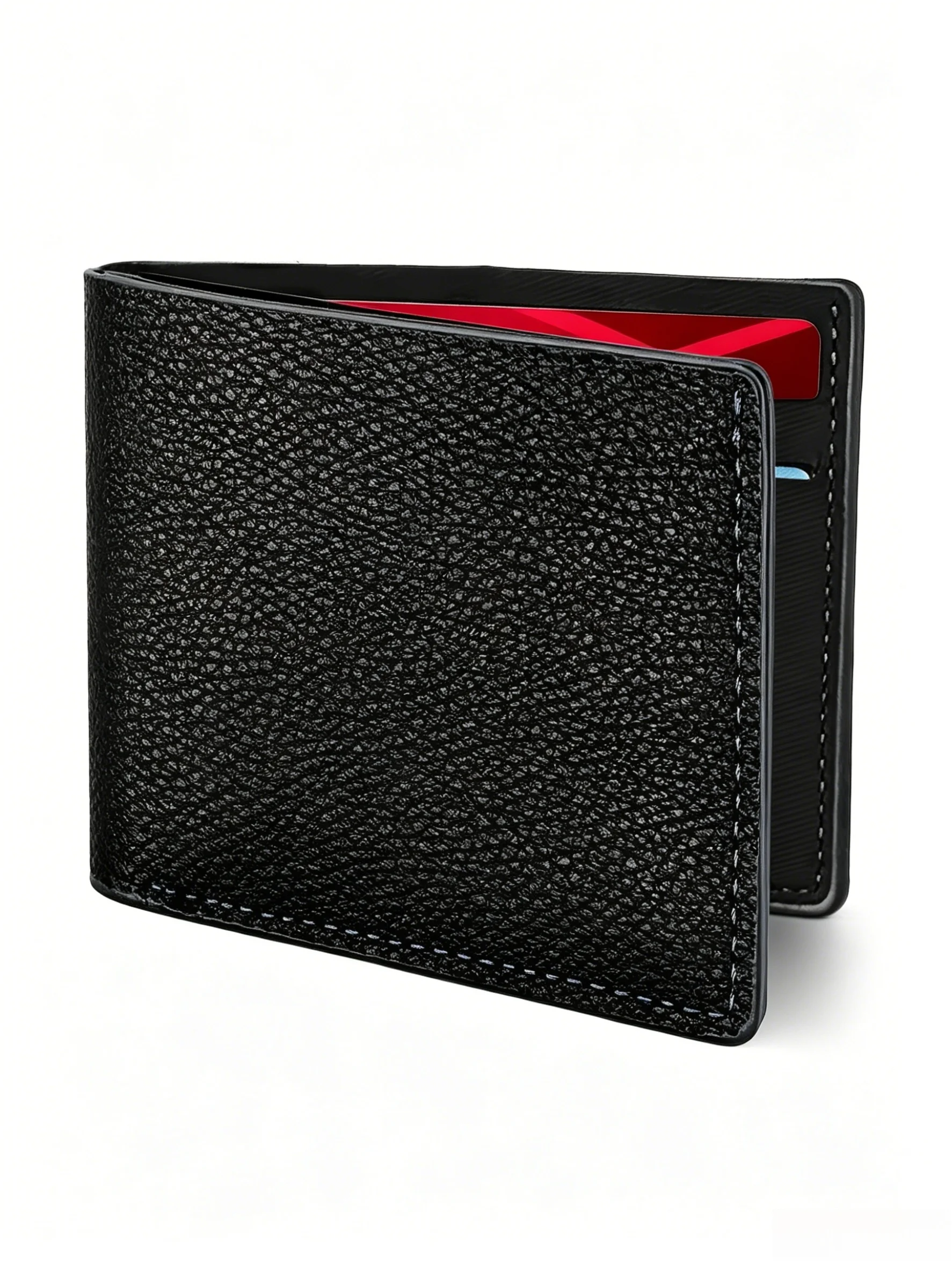 Portafoglio Sottile da Uomo, Porta Carte di Credito Bifold da Tasca Frontale, in Pelle PU Antigraffio con Scomparti per Carte e Finestra per Documenti