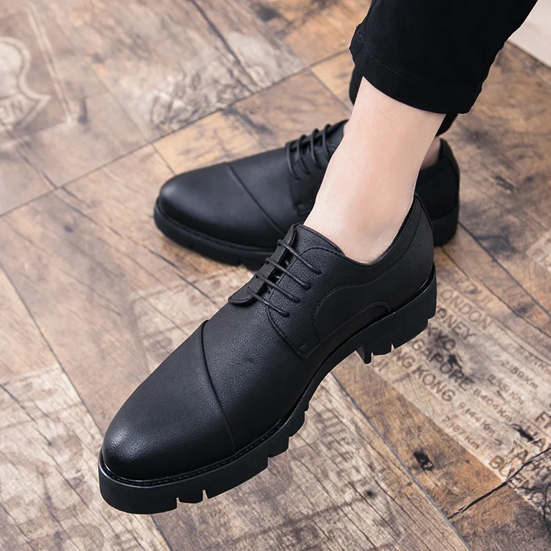 

Men's Shoes Formal Mens Fashion Oxfords Office Wedding Party Lace Up Hundred Leather Shoes Men