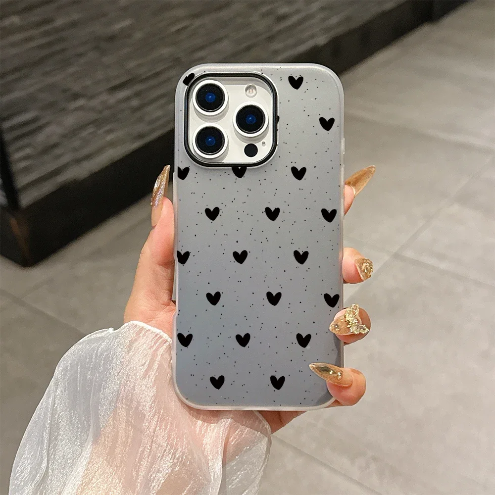 Love Heart Polka Dot Matte Soft Phone Case