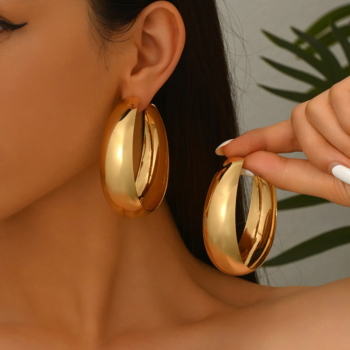 الرجعية أنيقة بسيطة مبالغ فيها لامعة الأقراط الكبيرة للنساء الفتيات عطلة حزب هدية الأزياء والمجوهرات الأذن اكسسوارات E567