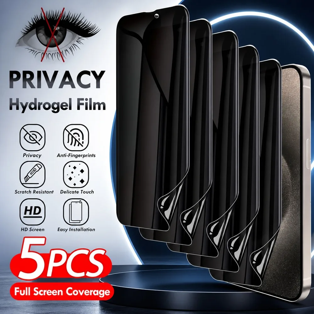 5PCS Privacy Hydrogel Film For iPhone 18 17 16 15 Anti Spy Screen Protector For iPhone 14 13 12 11 HD Anti-Scratch Anti-Shatter