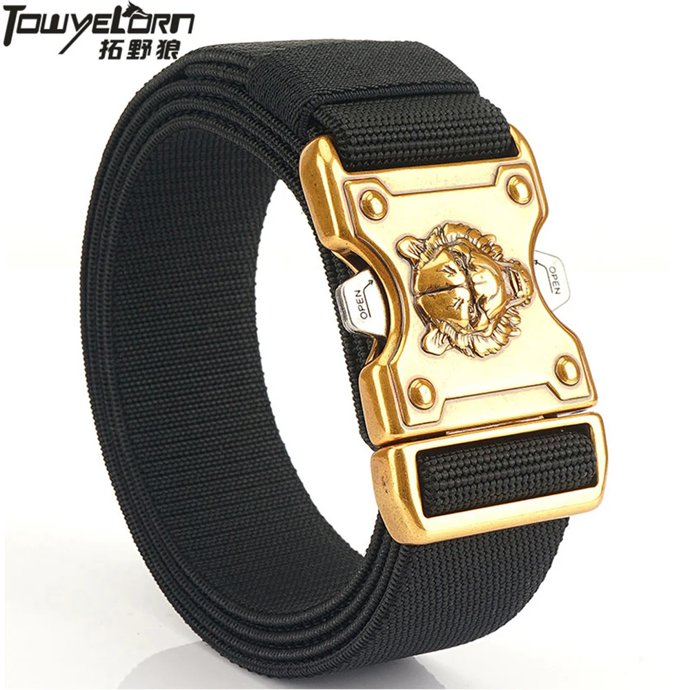 

New Men Jeans Belt Alloy Pluggable Buckle Quick Release Real Nylon Durable Thick Tactical Designer Belts 125cm Adjustable Straps