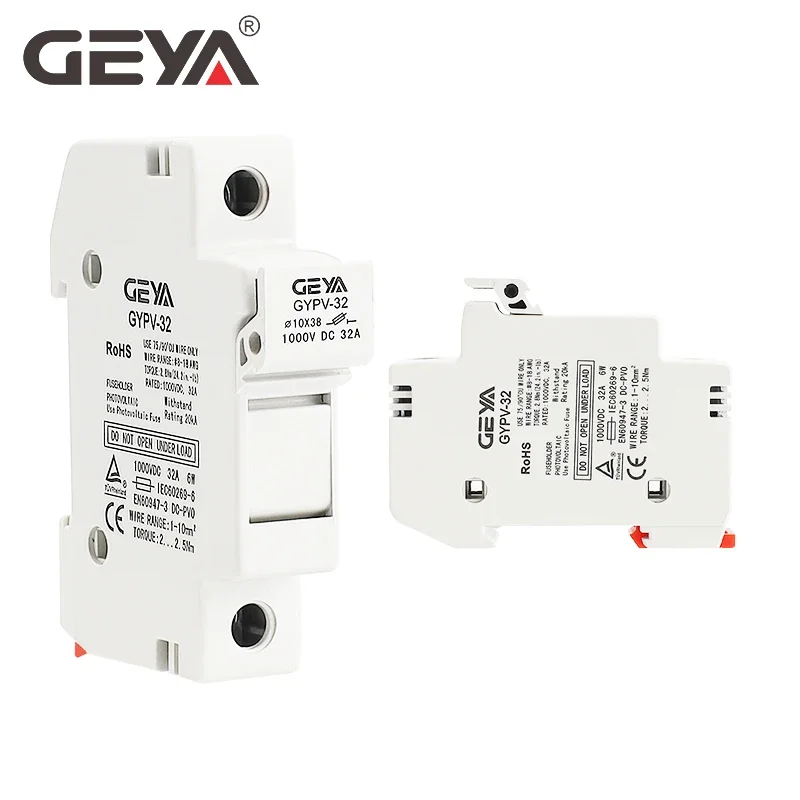 GEYA1P Solar Photovoltaic Fuse Holder 10*38mm PV Fuse Link for Solar System Protection 1000V DC 10A 15A 20A 25A 30A