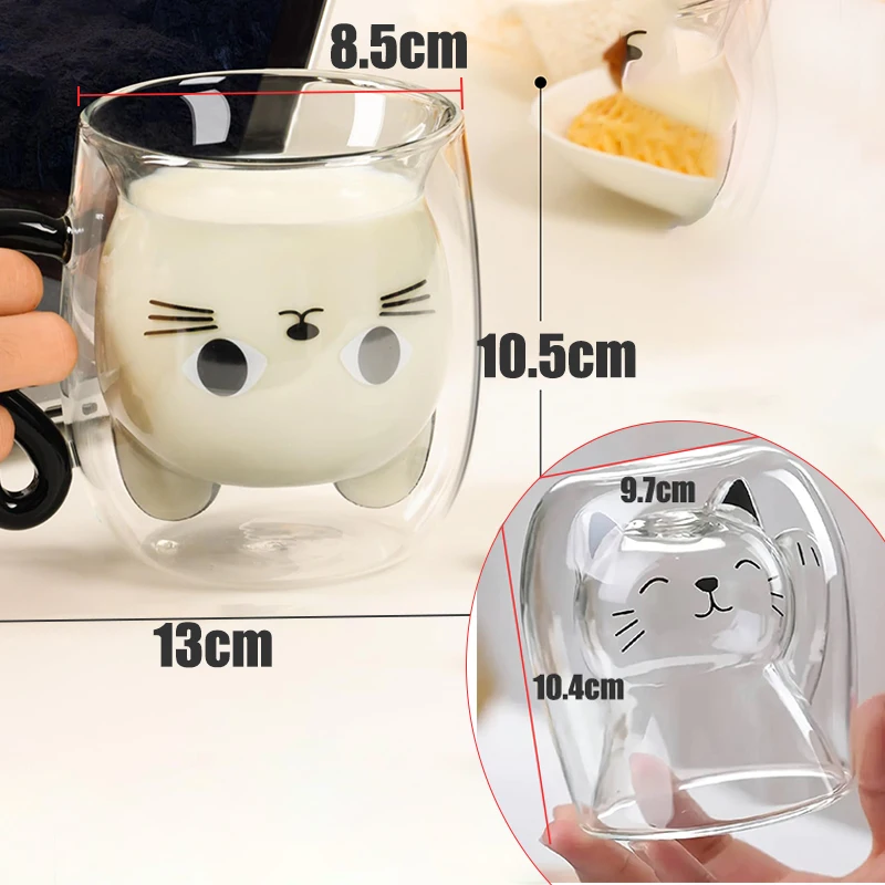Double-Wall Insulated Cat Glass Mug