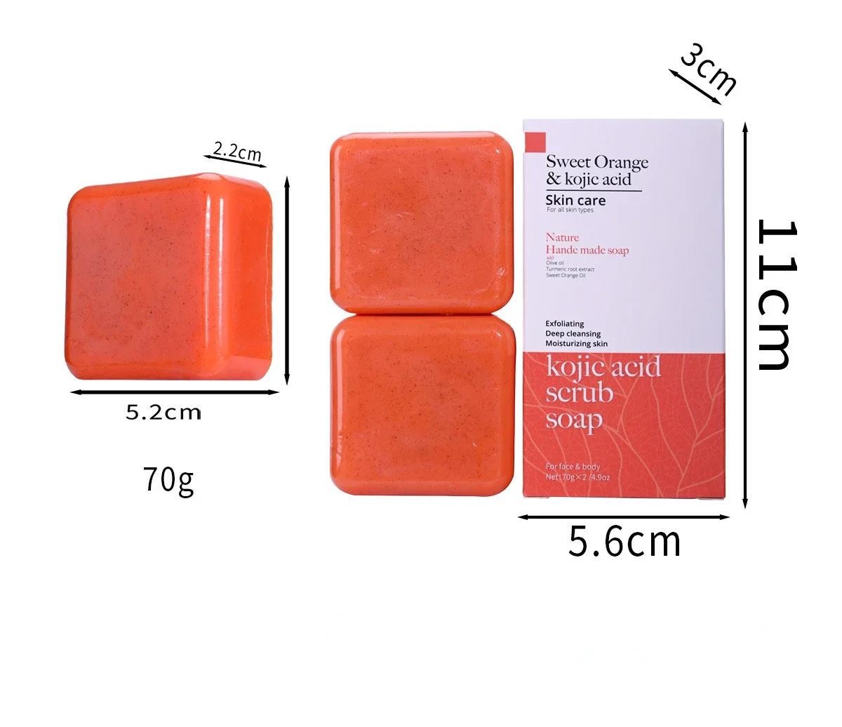 Kojic Acid Soap 70g/140g Glutathione Coconut Milk Cedar Turmeric Brightening Scrub