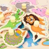 Kids Montessori Educational Toys for Children Hand Grasp Board Wooden Jigsaw Puzzle Animal Cognitive Puzzles Games 4