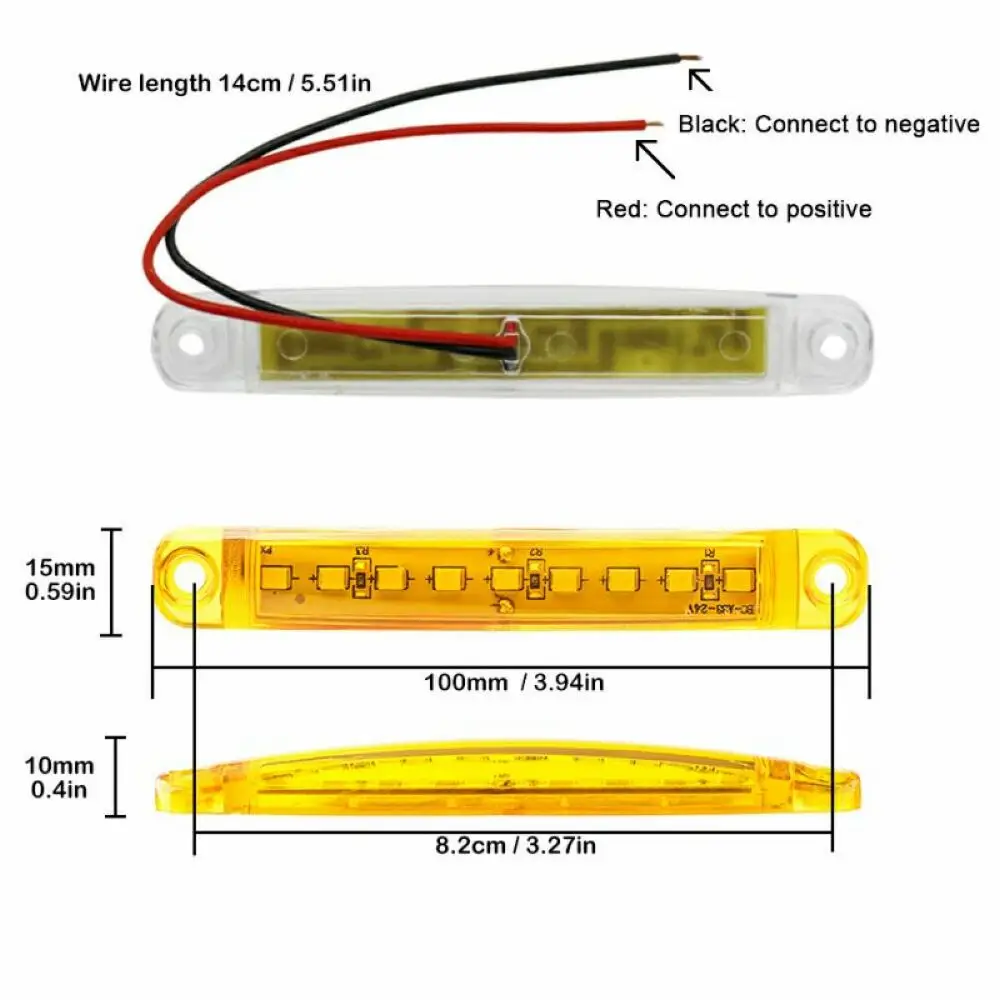 12V 24V 9 LED Side Marker Indicator Lights Front Rear LED Indicator Turn Signal Lamp for Car Truck Trailer Lorry Bus 10x/20x/30x