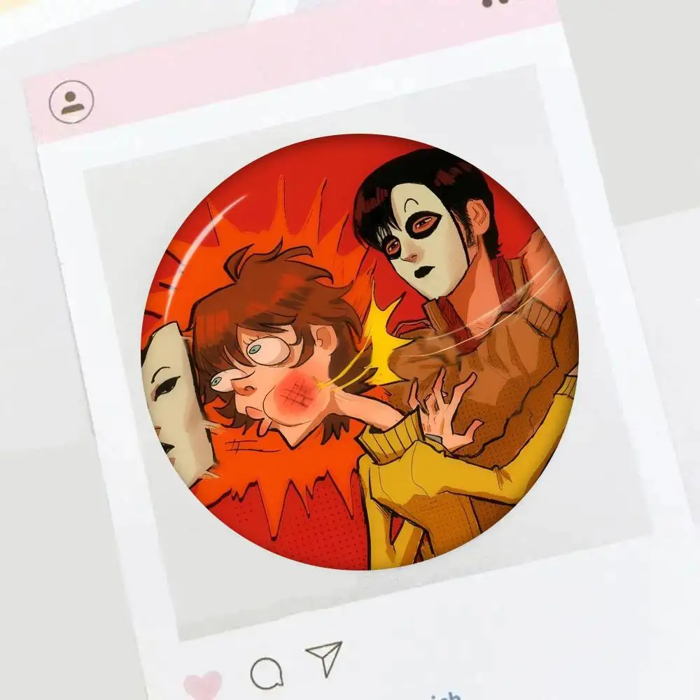 Handmade Horror Anime Figure Tinplate Brooch - Iconic Badge