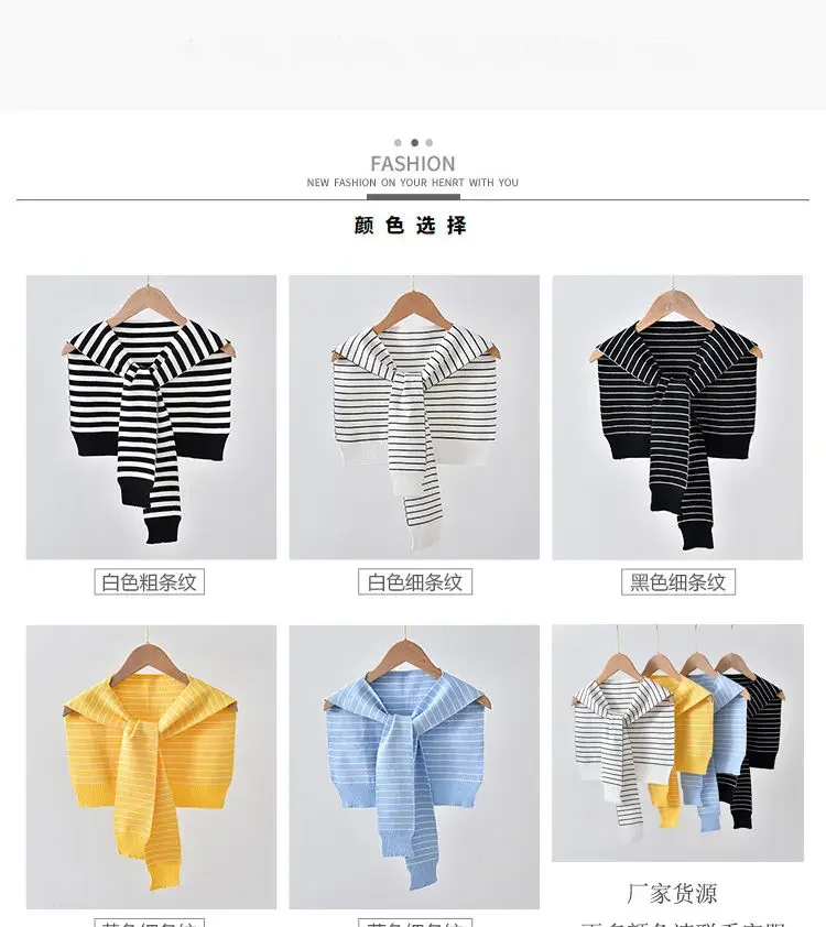 Shrugs Women Shoulder Shawl Fall Outwear All-match Candy Colors Fashion Knit Scarf-collar Harajuku Korean Streetwear Chic Sweet