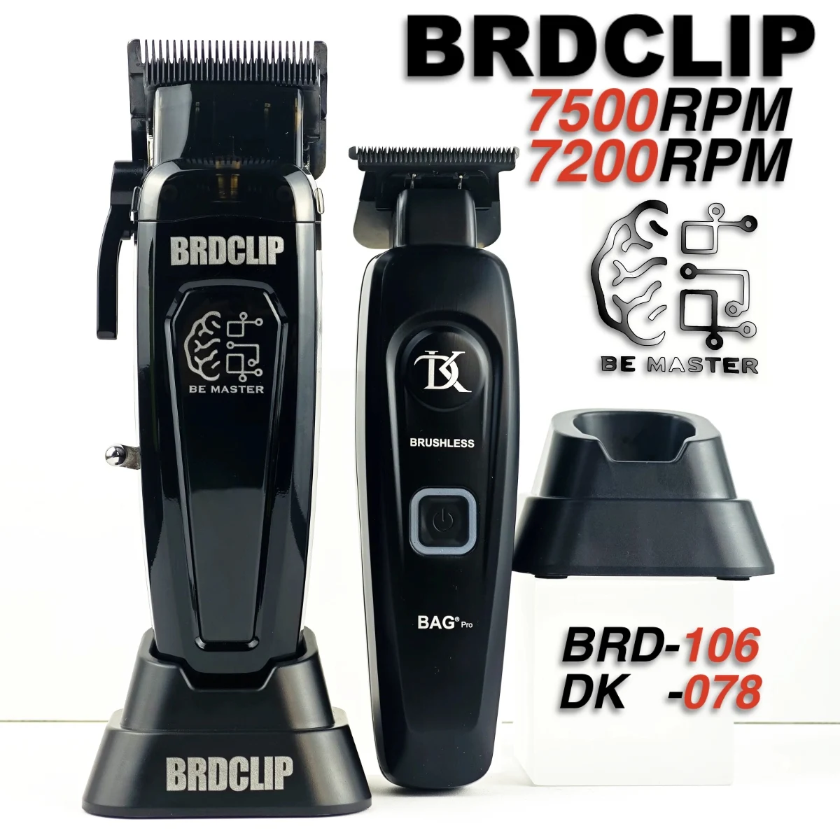 Professional Electric Hair Clipper BRD 106 with Base 7500RPM Hair Trimmer for Man DK-078 DLC Blade 7200RPM Barber Shop 2PC Set Professional Electric Hair Clipper BRD 106 with Base 7500RPM Hair Trimmer for Man DK-078 DLC Blade 7200RPM Barber Shop 2PC Set