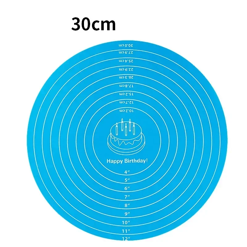 30cm 라운드 케이크 베이킹 매트 실리콘 케이크 턴테이블 미끄럼 방지 매트 스케일 고온 방지 주방 액세서리