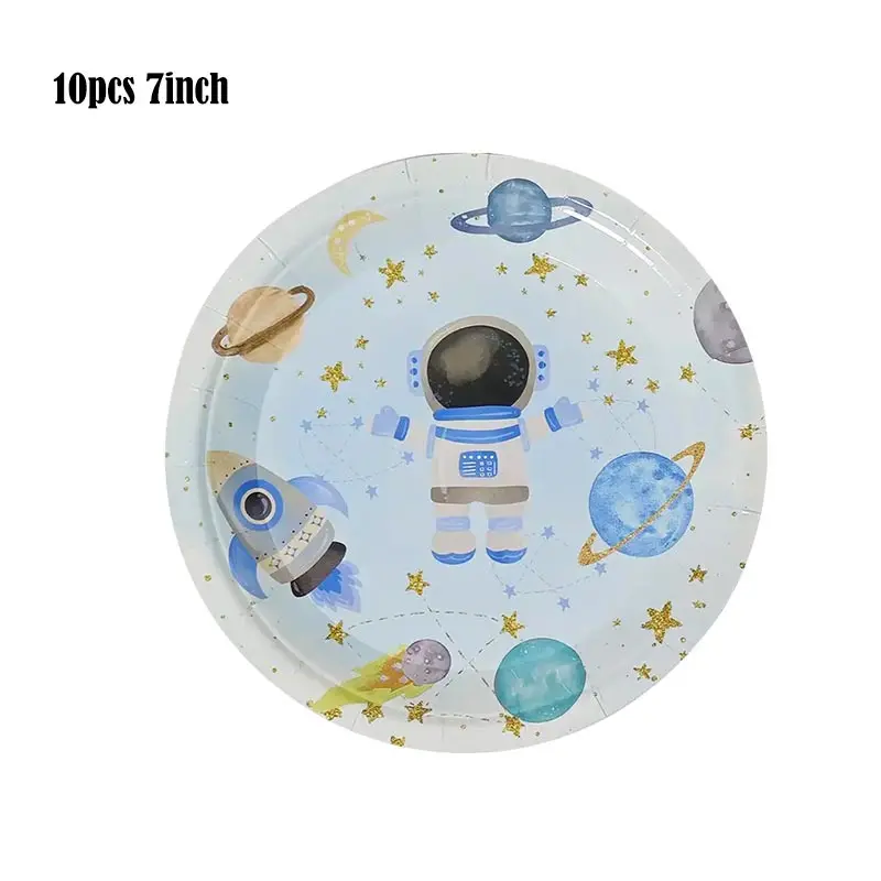 Weltraum-Astronaut Geburtstags-Dekorations-Set Tischgeschirr Tassen Teller Servietten Luftballons Geschenktüten Papa-Kreis für Kinder Jungen Party-Zubehör – Detail 6