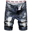 Vintage Summer Mens Graffiti Ripped Denim Shorts Ripped Fashion Destroyed Short Jeans Brand Male Clothes Hole Short Pants