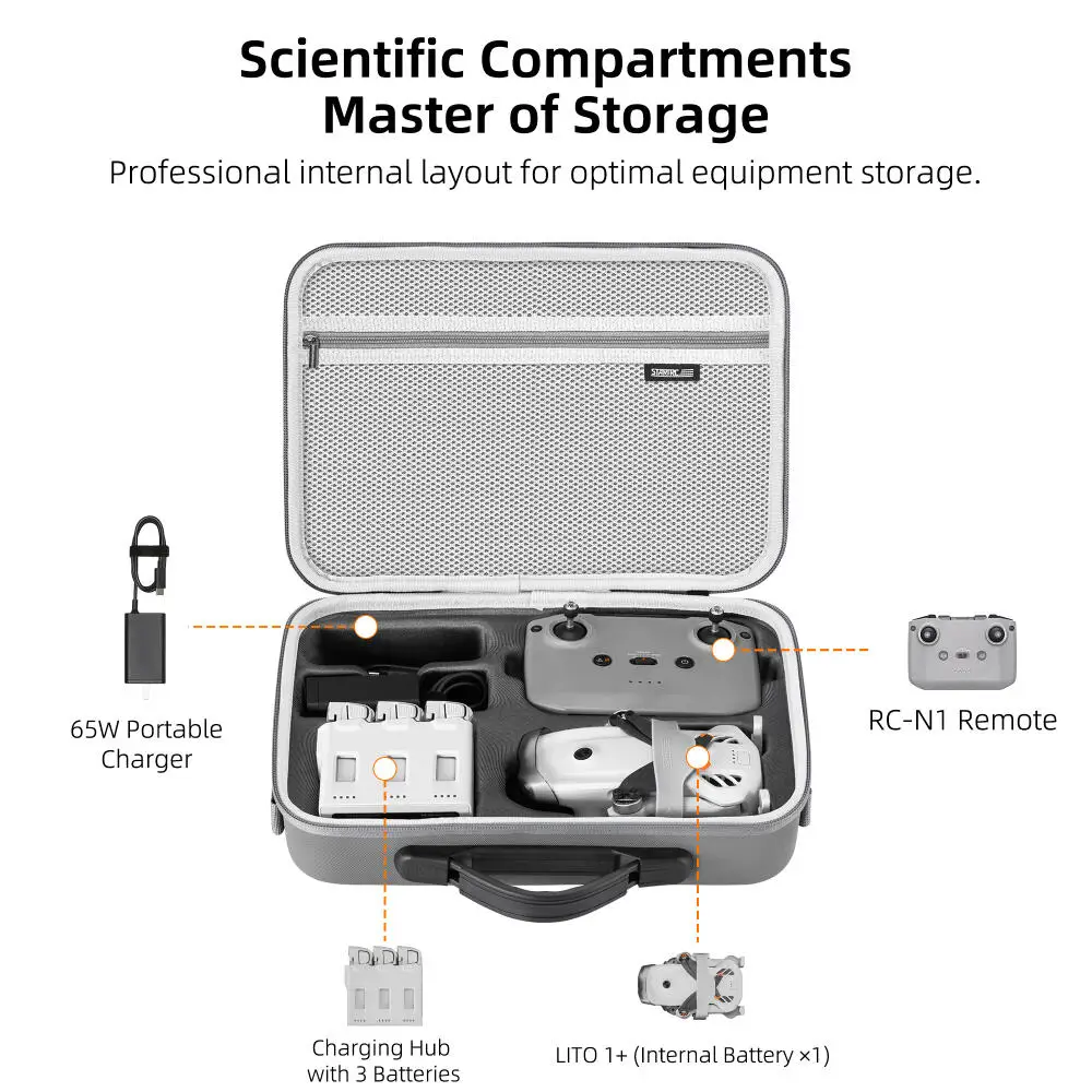 DJI Lito X1/Lito 1 Fly More Combo용 PU/나일론 하드 쉘 운반 케이스 충격 방지 보호 상자 휴대용 보관 숄더백