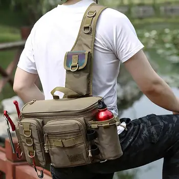 Fishing Waist Pack Sling Bag Lures Gear Tackle Storage Rod Holder Water-Resistant Cross Body Pouch Fly Fishing Bag Lightweight 3
