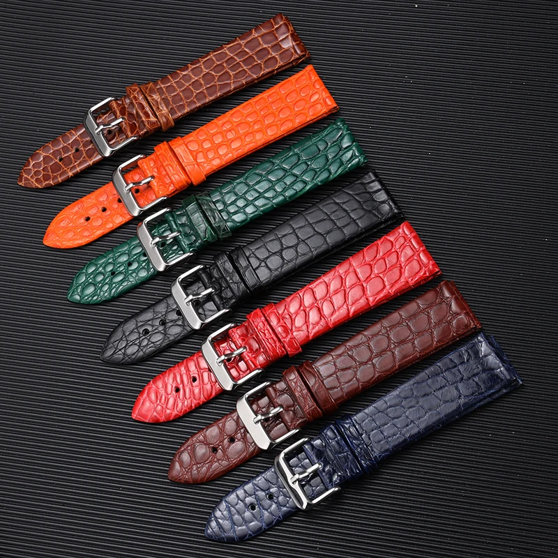 

Handmade American Alligator Strap, 19 20 21 22MM Black Soft Genuine Leather Watchband Vintage Men's Bracelet Premium Leather