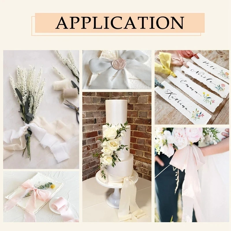 Real Pure Silk Ribbon Embroidery Satin Cotton Raw Edge For Handcrafts Wedding Party Bridal Bouquet Invitations Rustic Styling