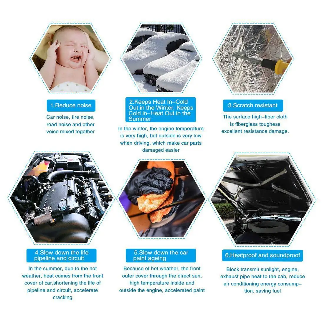 Sound Proof Mat 10mm Thick Aluminum Foil Soundproofing Heat Insulation Cotton Kraft Paper Backed Self-Adhesive for Car