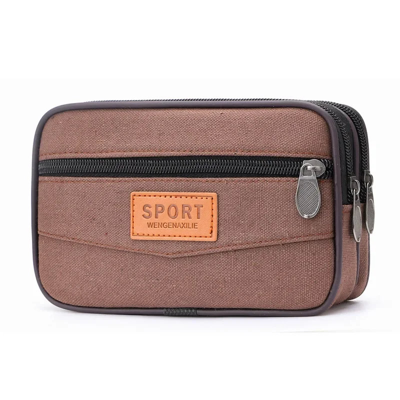 Fannypacks 6.5 인치 휴대 전화 가방 캔버스 패브릭 지퍼 남성용 지갑 동전 지갑 남성용 허리 가방 Moneybags 패니 팩 가방 지갑