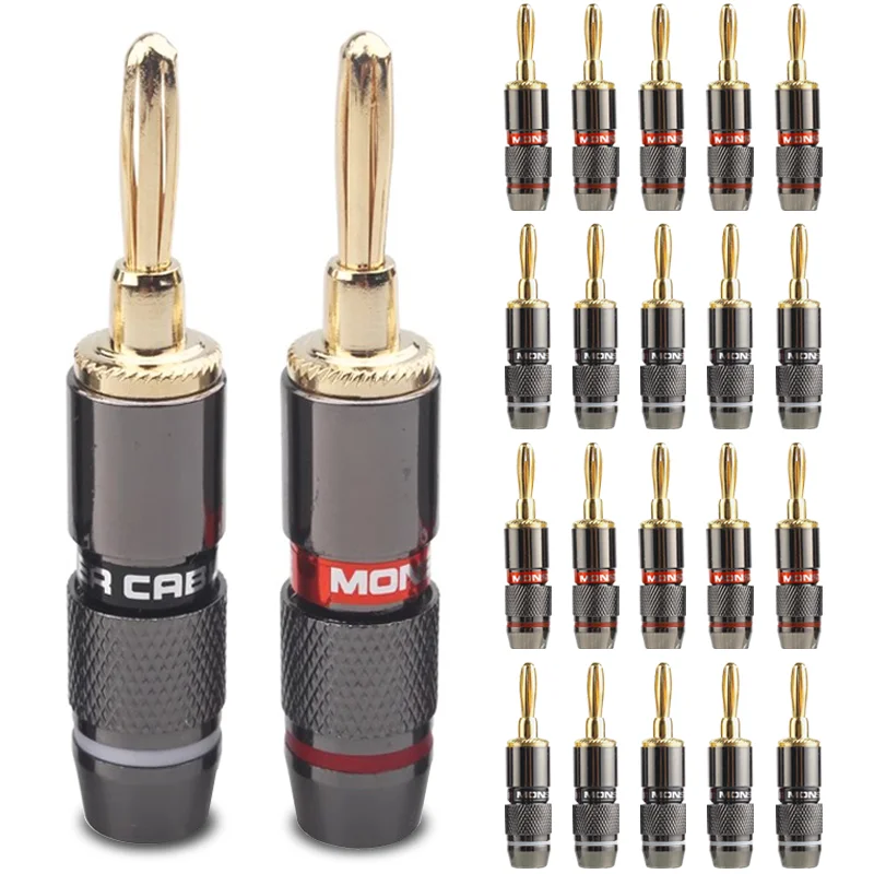 ปลั๊กกล้วยมอนสเตอร์สเตอร์10/40/100ชิ้นตัวแปลงลำโพงทองแดงบริสุทธิ์ชุบทองปลั๊กต่อลำโพงตัวเชื่อมต่อเสียง 1