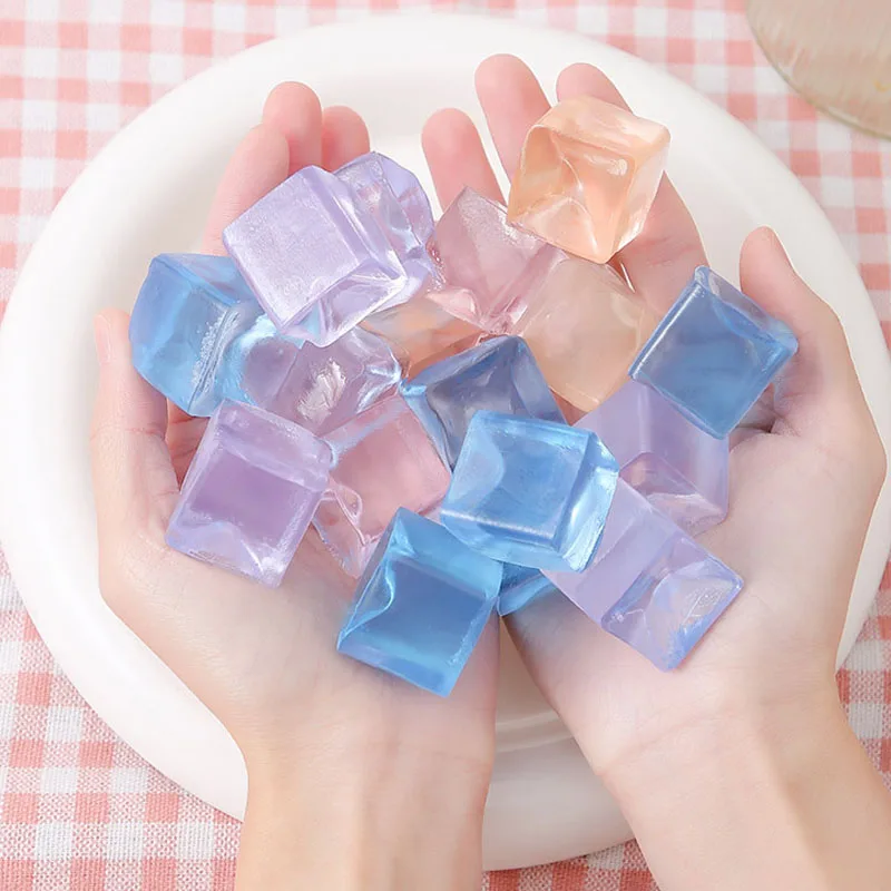 30PCS Squishy Mochi Ice Cube Square Toys For Kids Antistress Ball Party Favors Classroom Rewards Carnival Prizes Pinata Fillers
