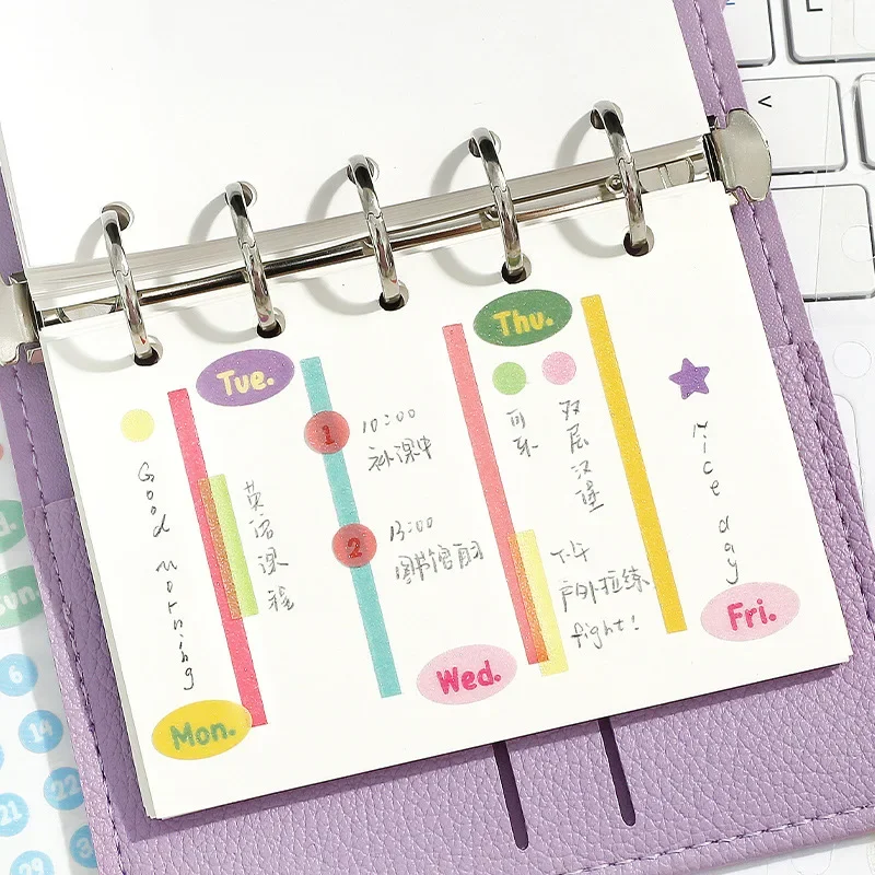 8pcs/set Flash PET Sticker Scrapbook Time Schedule Sticker Journaling Month Week Date DIY Decor Labels Student Diary Supplies