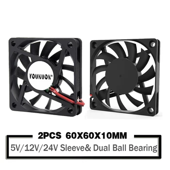 5V 12V 24V 60mm 6010 DC 팬 60x60x10mm 6cm 냉각 쿨러 팬, 컴퓨터 PC CPU 케이스 냉각 볼 베어링 팬, 2 개
