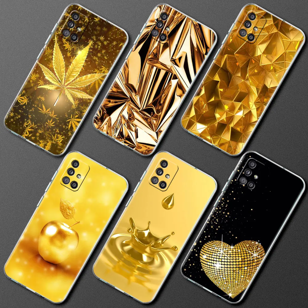 Oro Corona Di Caso Del Cuore Per Samsung Galaxy A52 A12 A51 A32 4G A71 A21S A32 A31 A72 A22 A13 5G Trasparente Molle Della Copertura Del Telefono