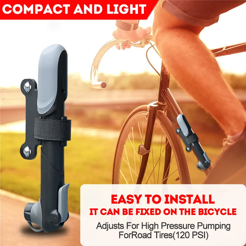 Bicycle Pump Portable Bicycle Pump Mini Hand Pump Bike Tire Fill Inflator Air Injector with Pressure Gauge MTB Road Cycling Accessories Tools